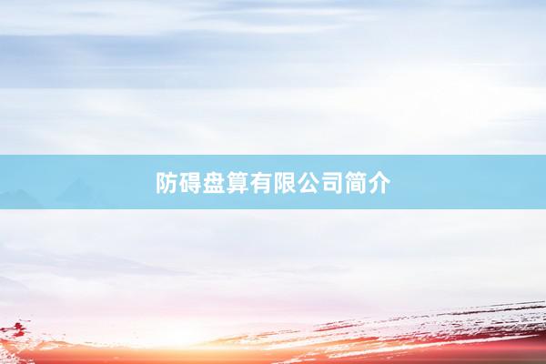 防碍盘算有限公司简介