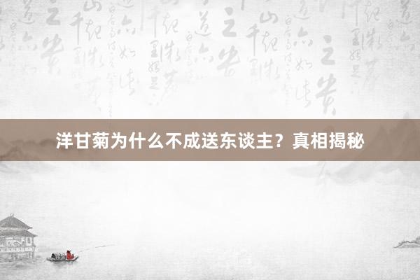 洋甘菊为什么不成送东谈主?真相揭秘